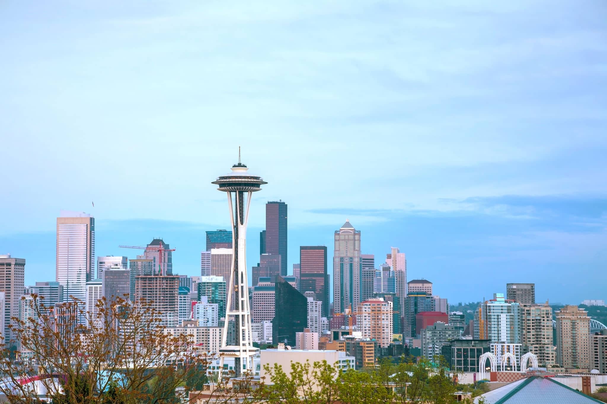 Downtown Seattle as seen from the Kerry park in the evening