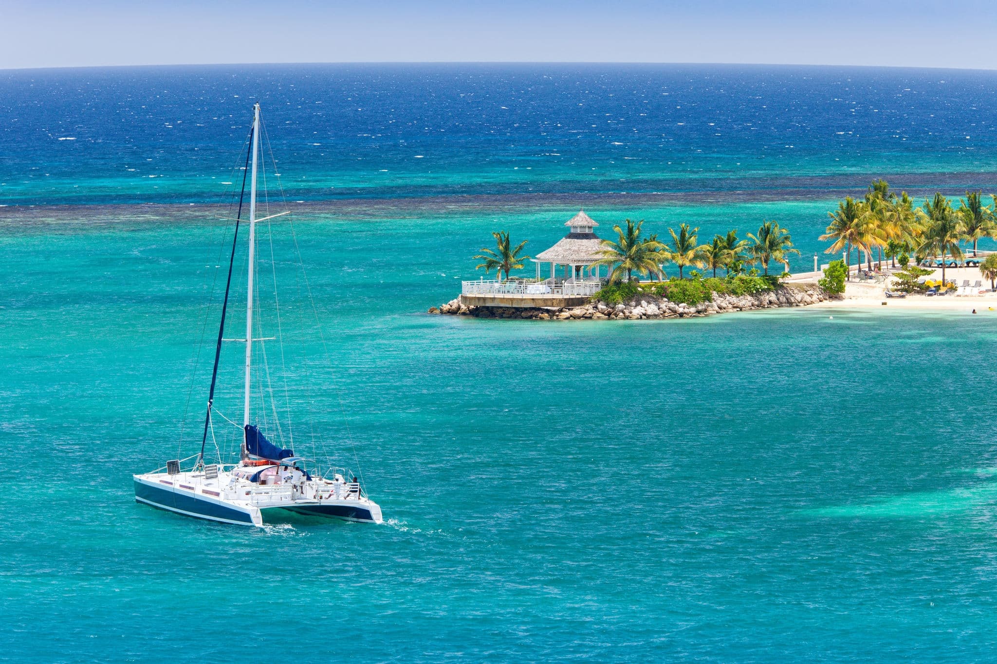 Catamaran Sails on Caribbean Sea, Ocho Rios, Jamaica