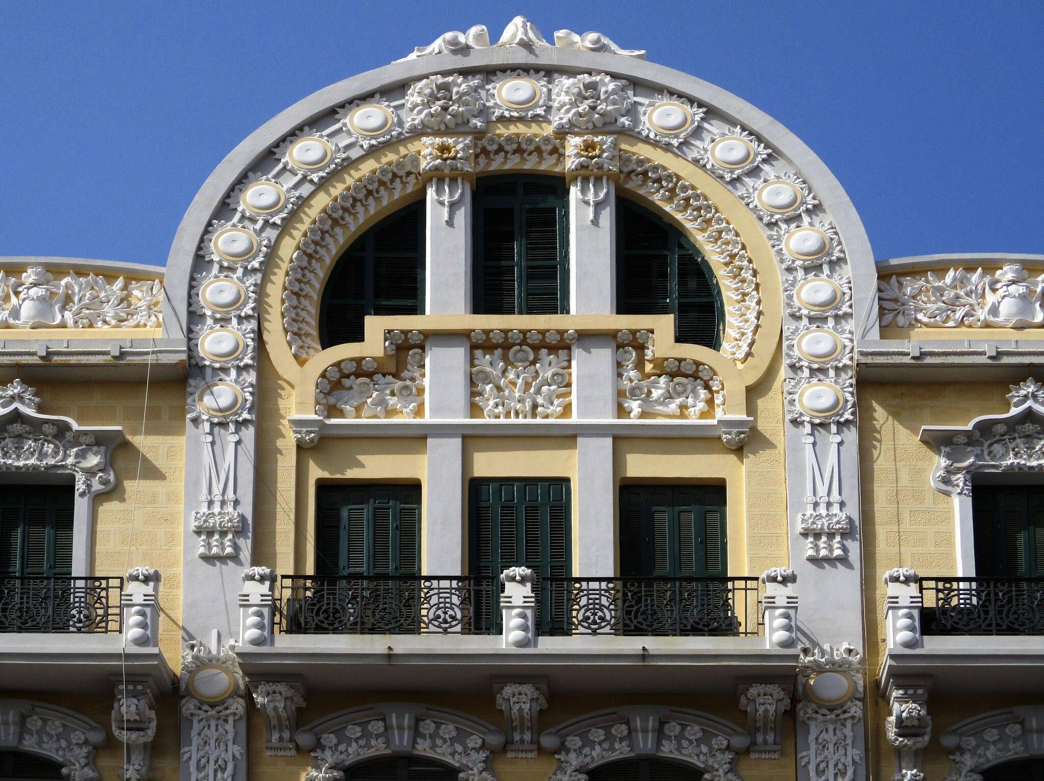 Revival architecture in the city of Melilla. Spain.