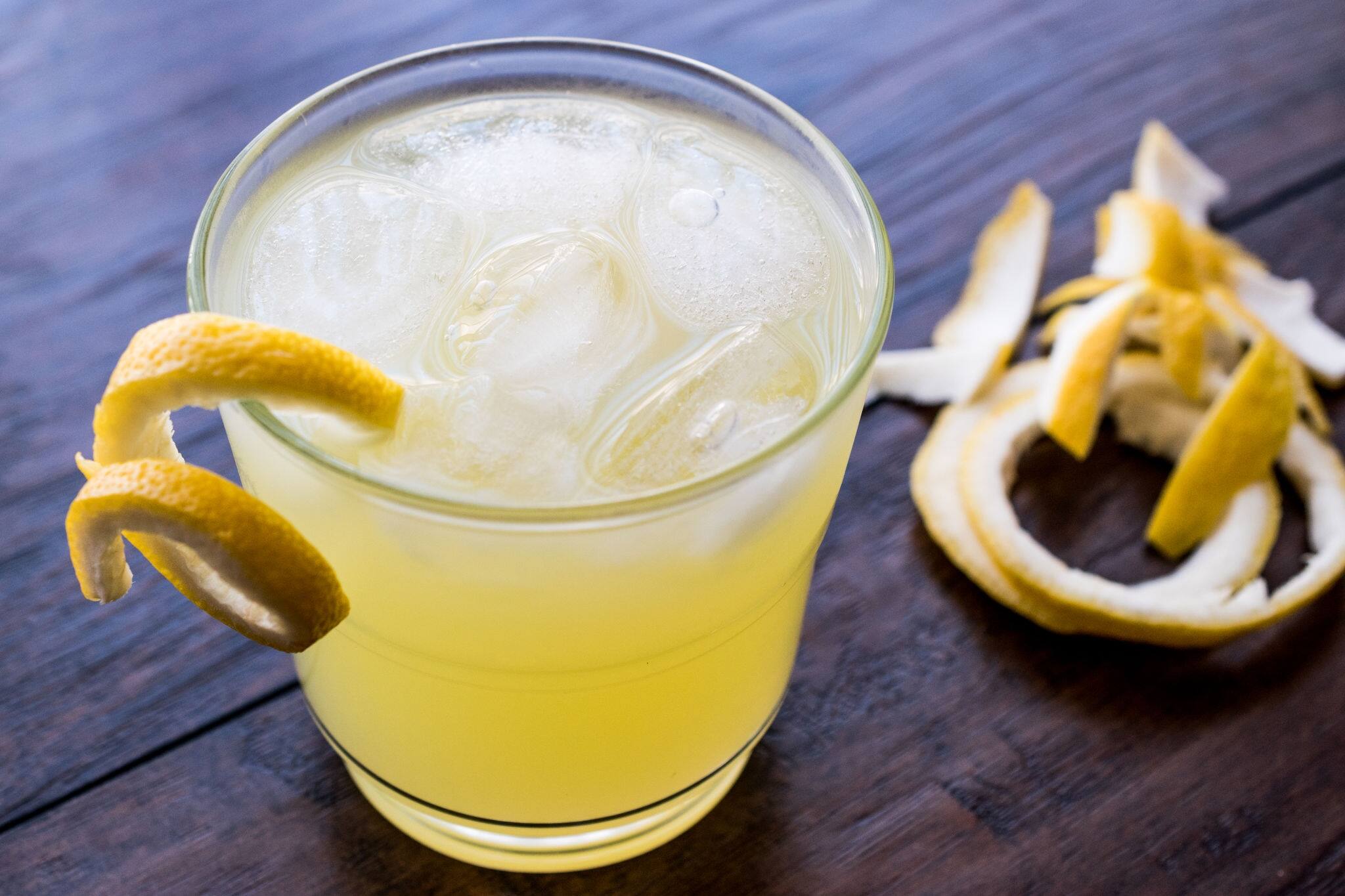 Yellow Bird Cocktail with lemon.