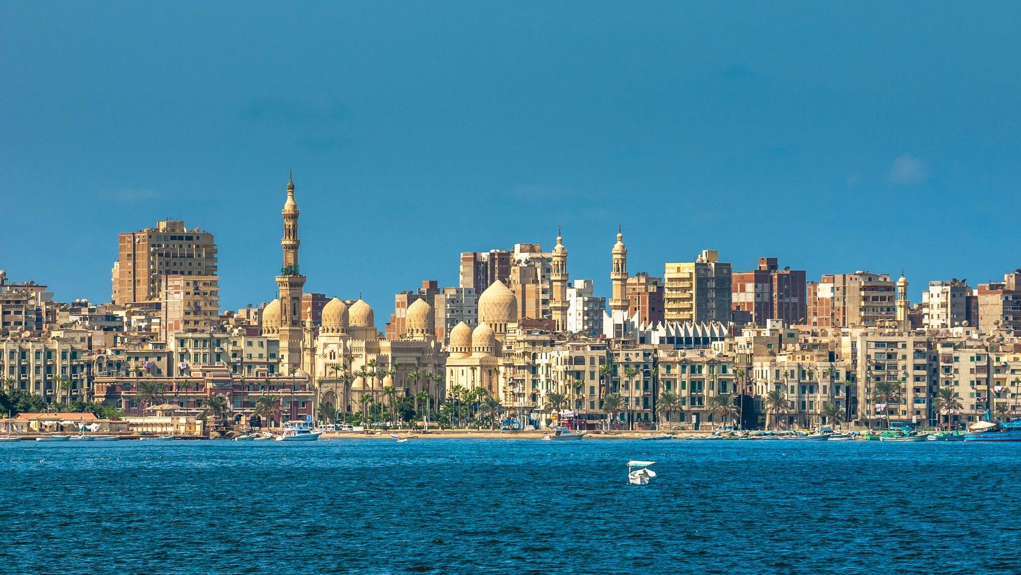 View of Alexandria harbor, Egypt