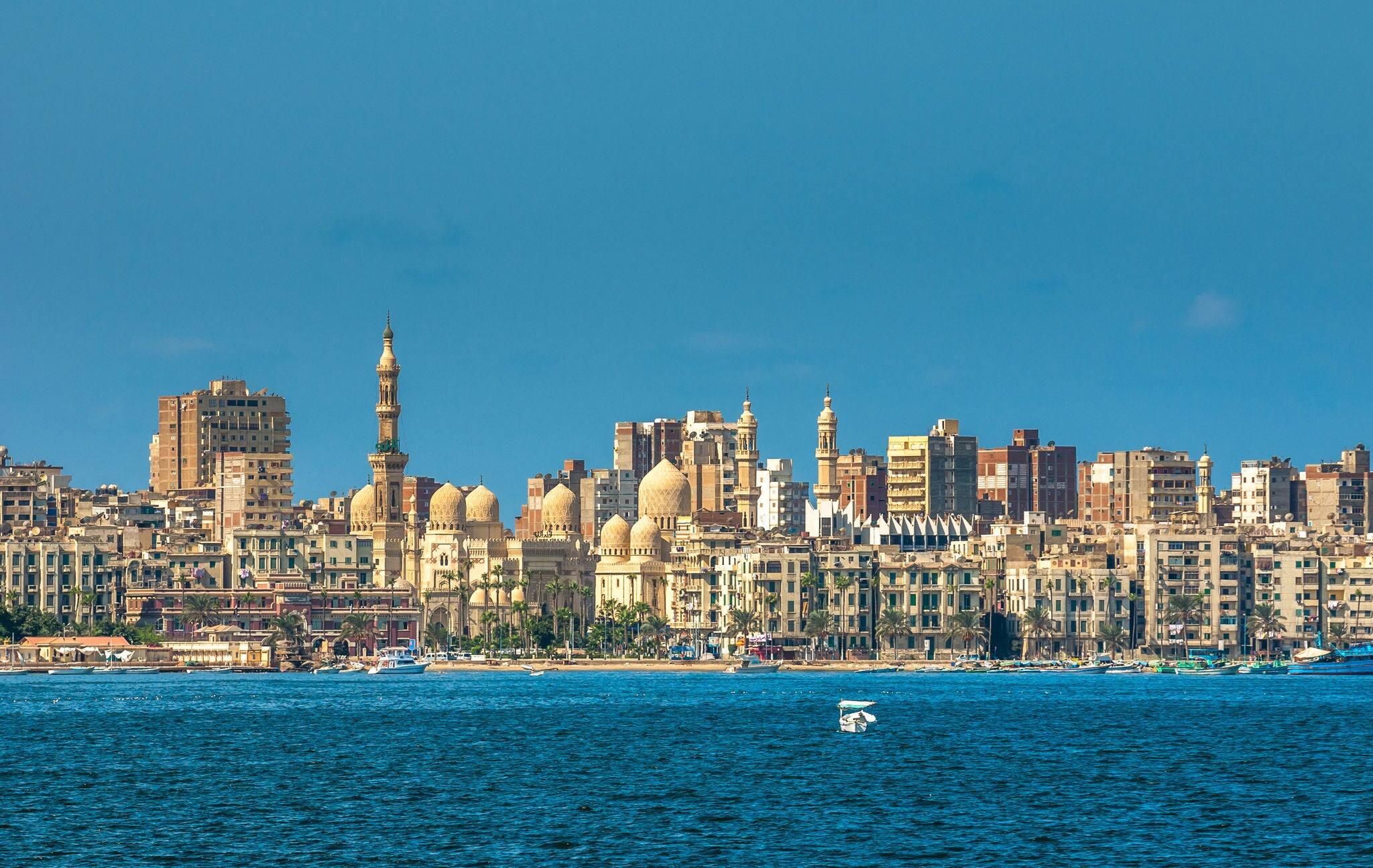 View of Alexandria harbor, Egypt