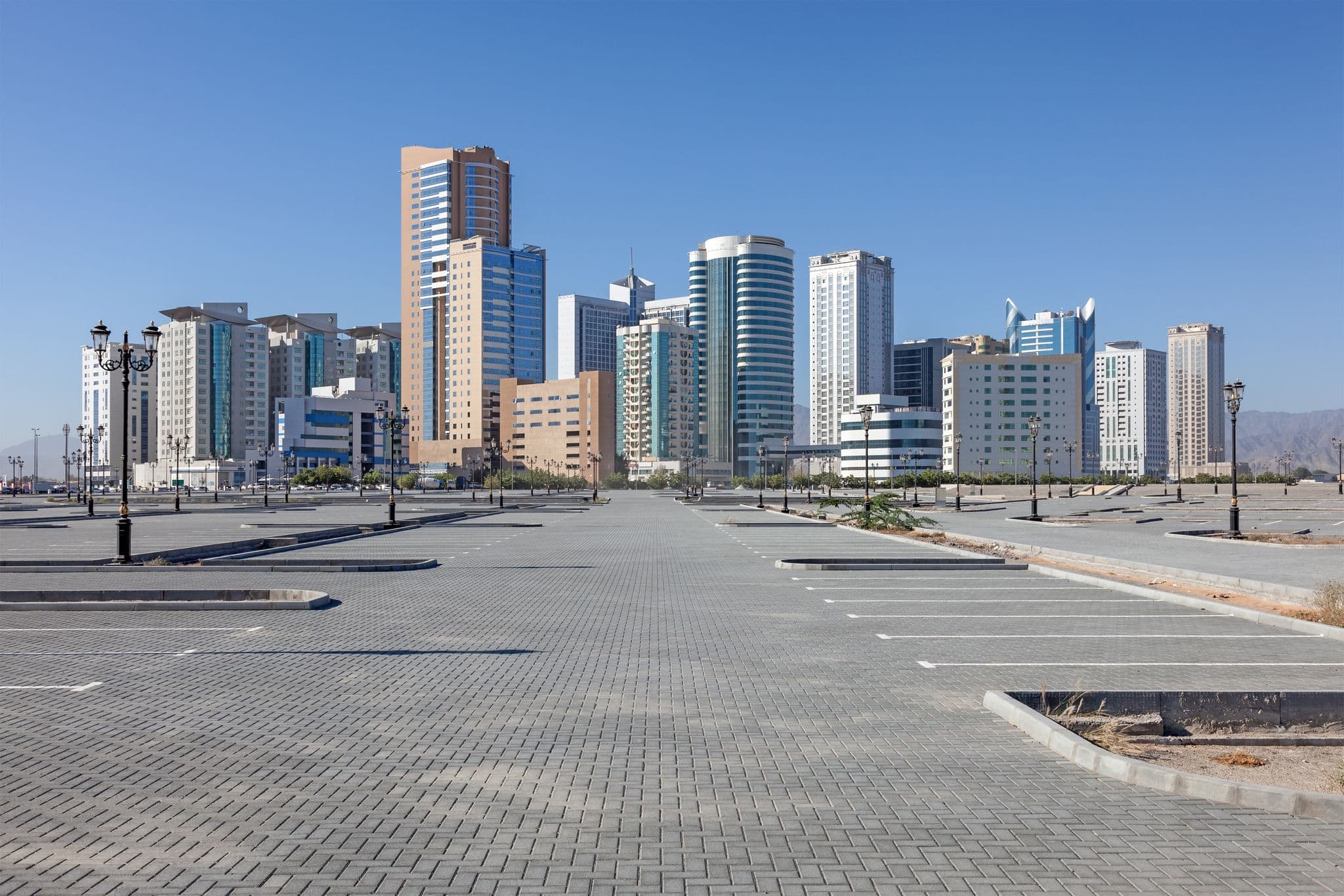 Buildings in the city of Fujairah, United Arab Emirates