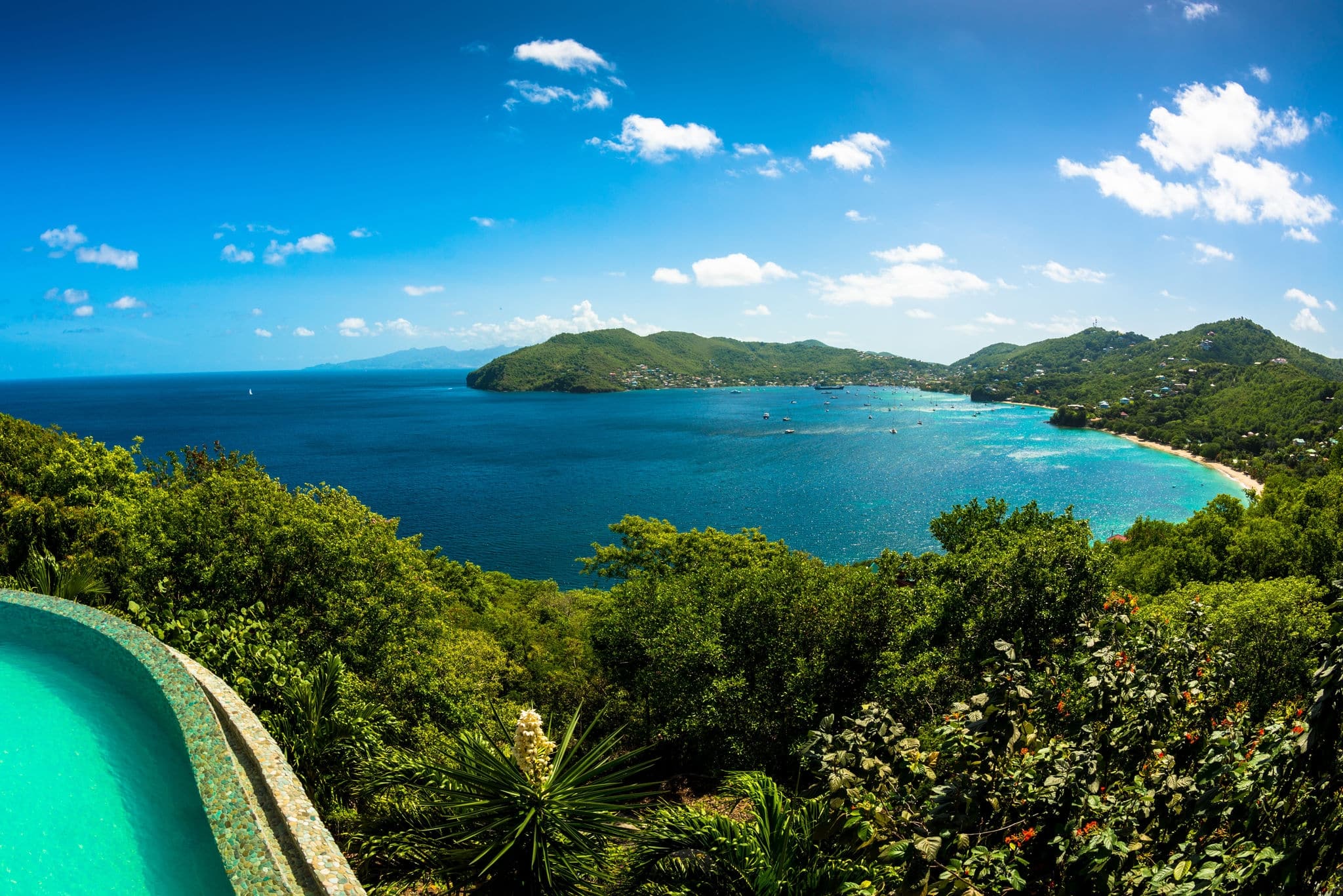 The view of admiralty bay on Bequia island in the Grenadines