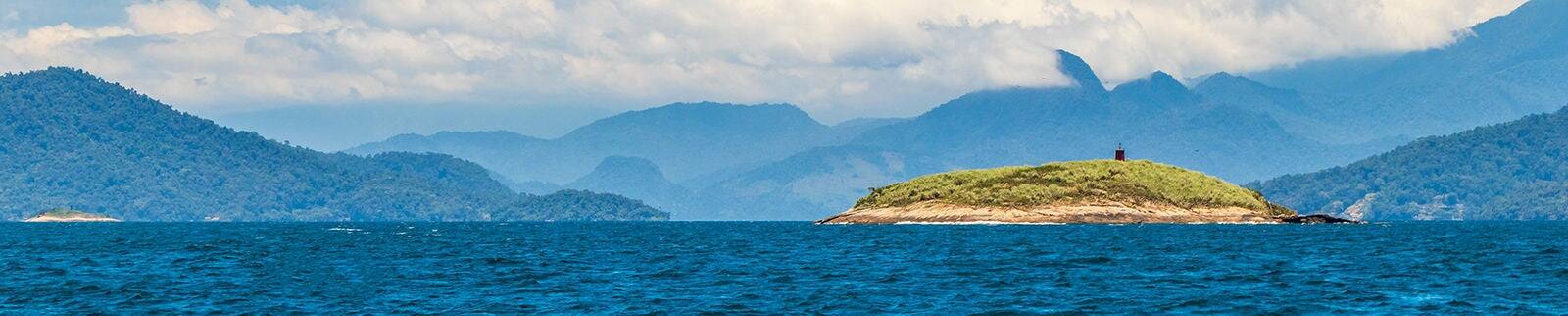 Panorama of tropical islands Ilha Grande in Angra dos Reis, Rio de Janeiro, Brazil.