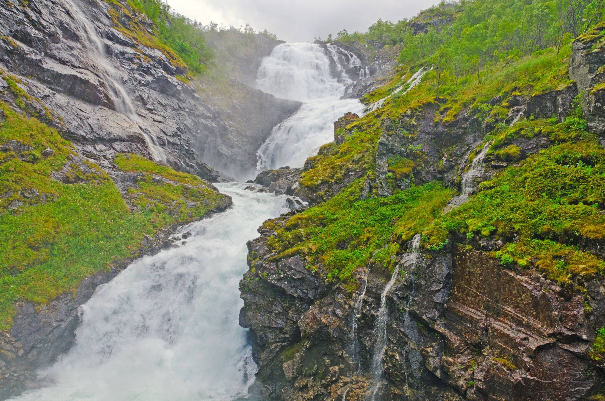Kjos Falls in the Mountains of Norway