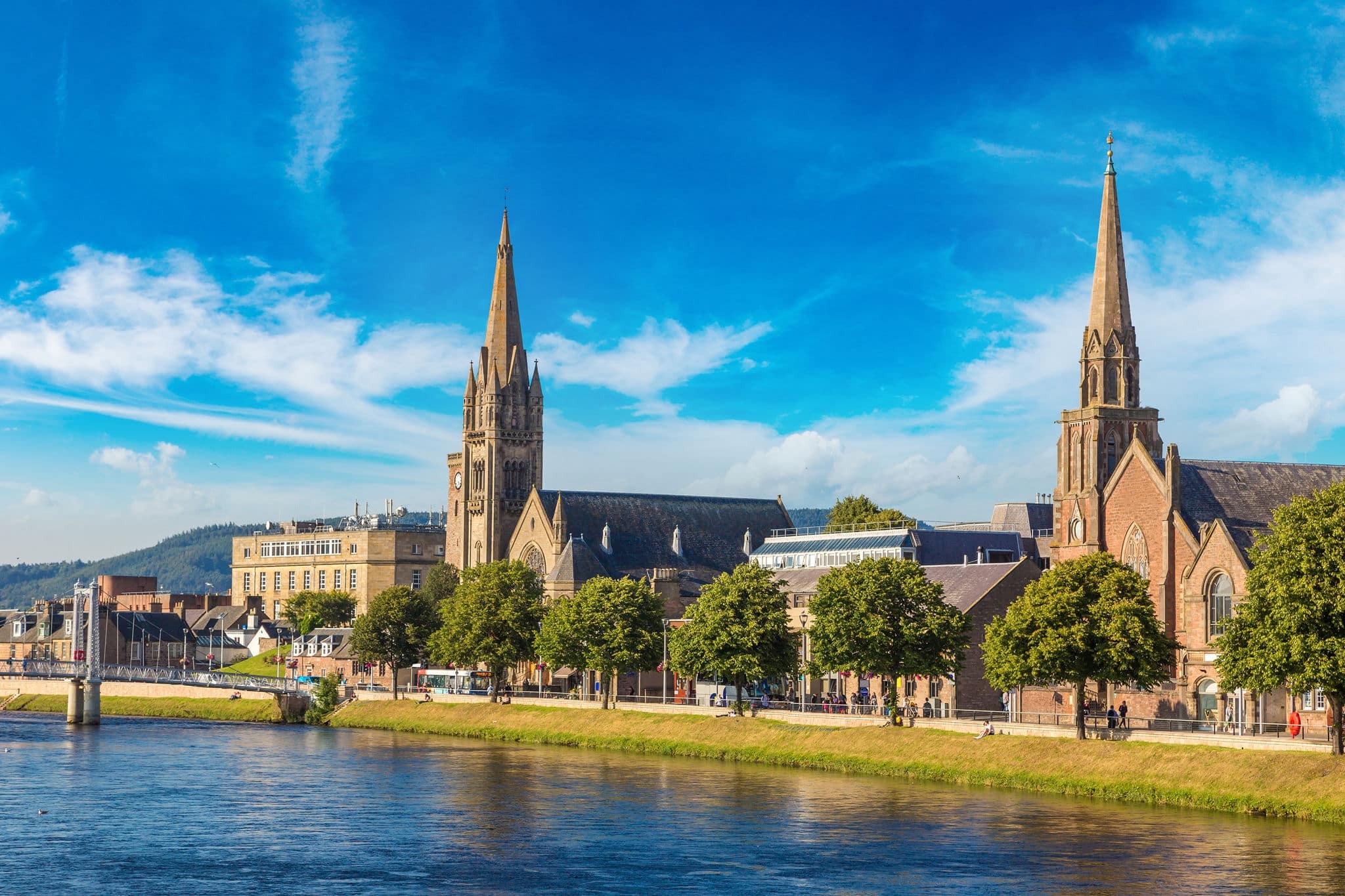 Cityscape of Inverness, Scotland in a beautiful summer day, United Kingdom