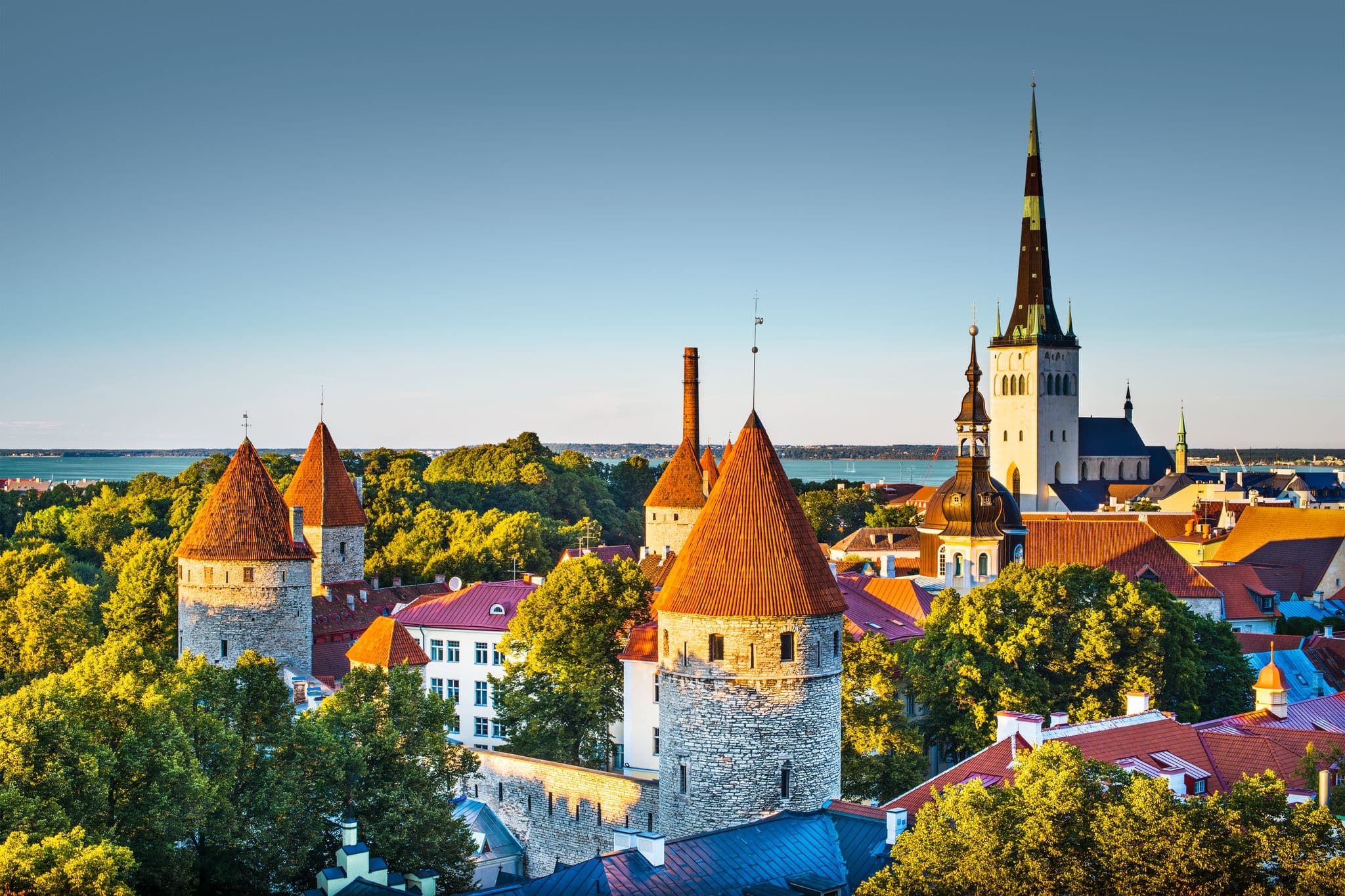 Dawn in Tallinn, Estonia at the old city from Toompea Hill.