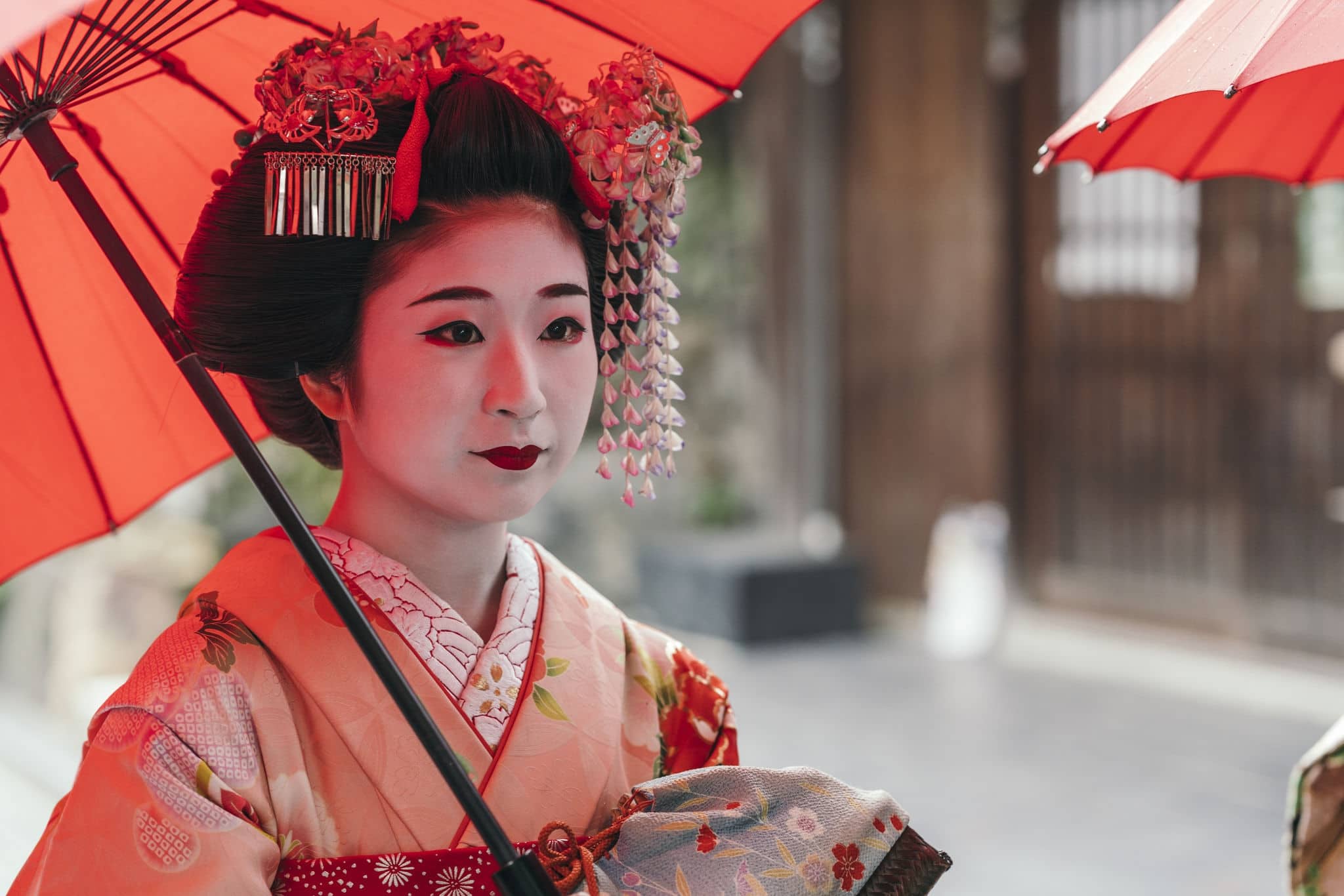 Portrait of  a Maiko geisha in Gion Kyoto