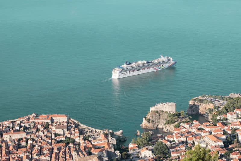 Aerial view of NCL Pearl in Dubrovnik.