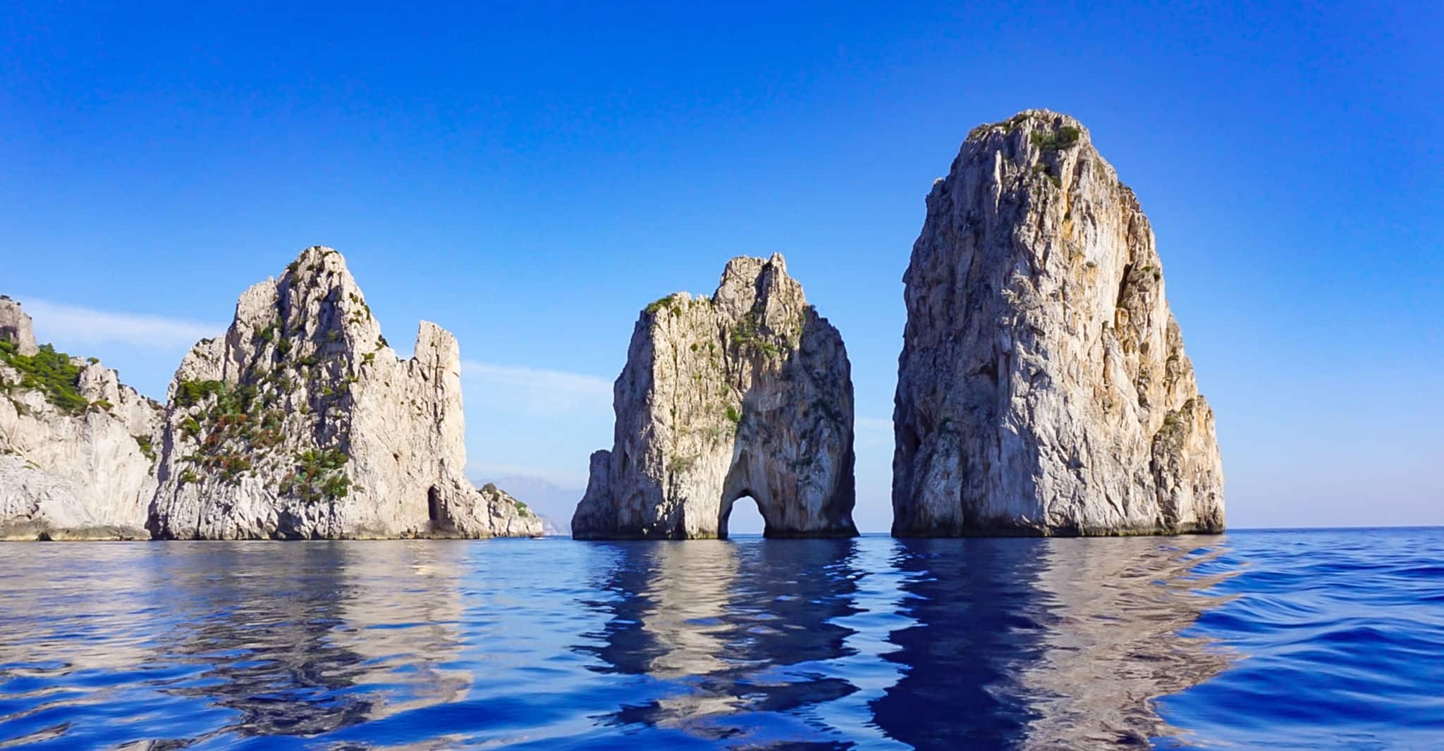 The Faraglioni Rocks on the coast of the island of Capri, Italy