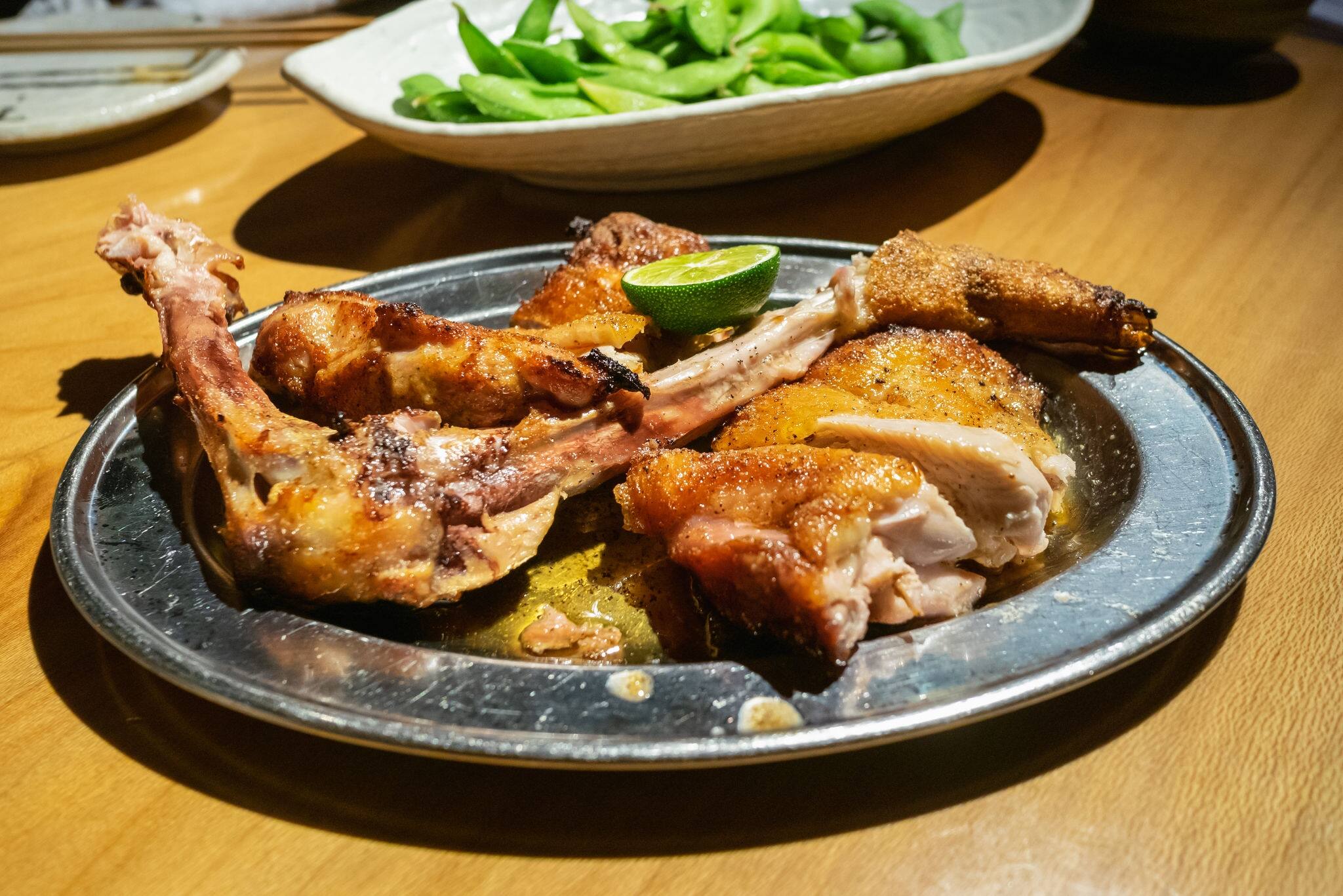 Grilled Bone-In Chicken in Tokushima Prefecture, Japan.