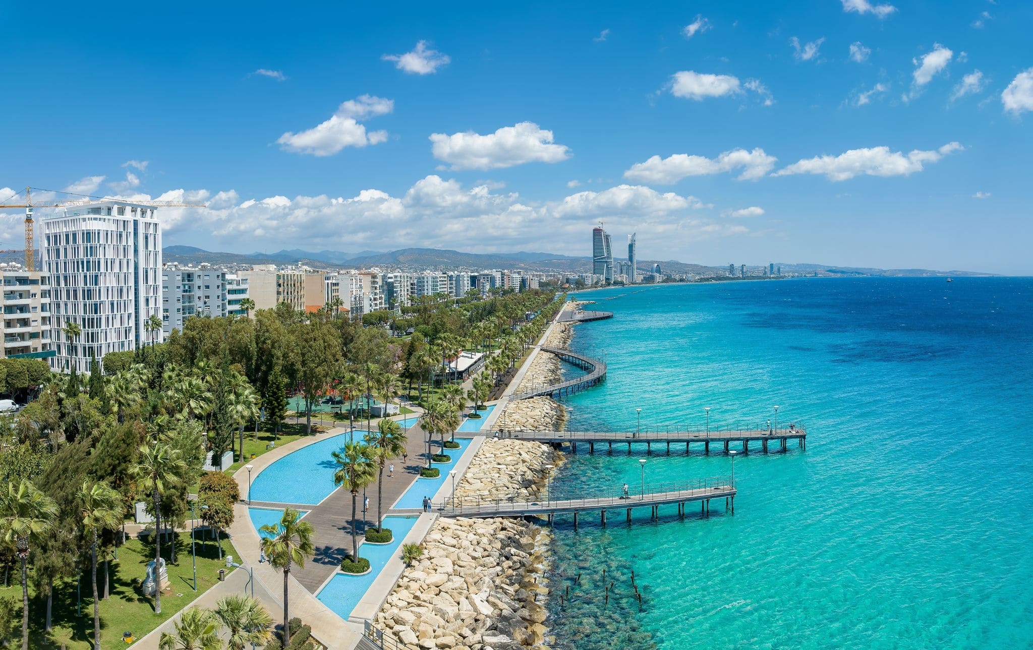 Aerial view with Limassol city, Cyprus islands