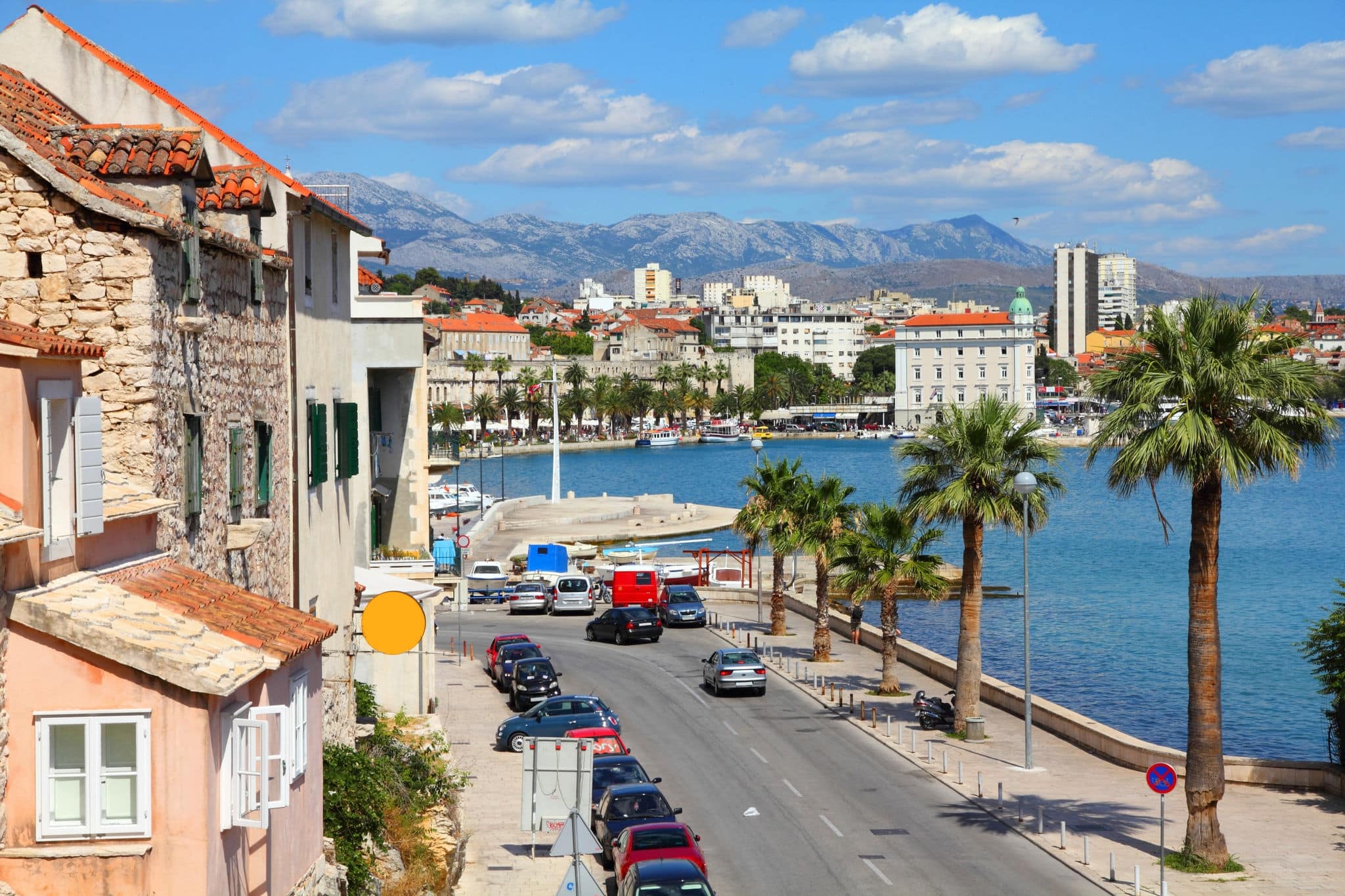 Croatia - Split in Dalmatia. Old town - famous UNESCO World Heritage Site. Mosor mountains in background.