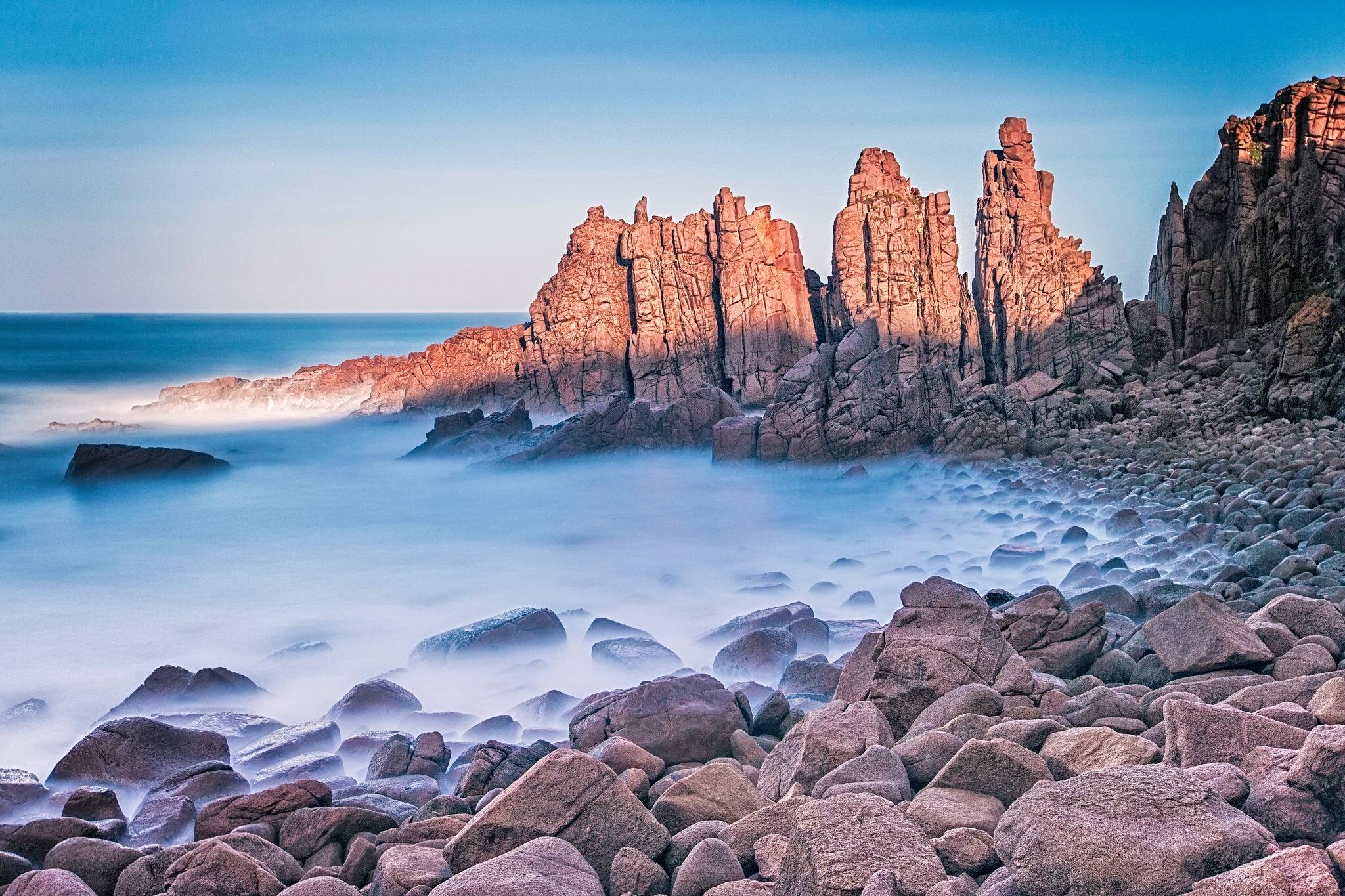 Morning view of the Pinnacles at Cape Woolamai, Phillip Island, Victoria, Australia