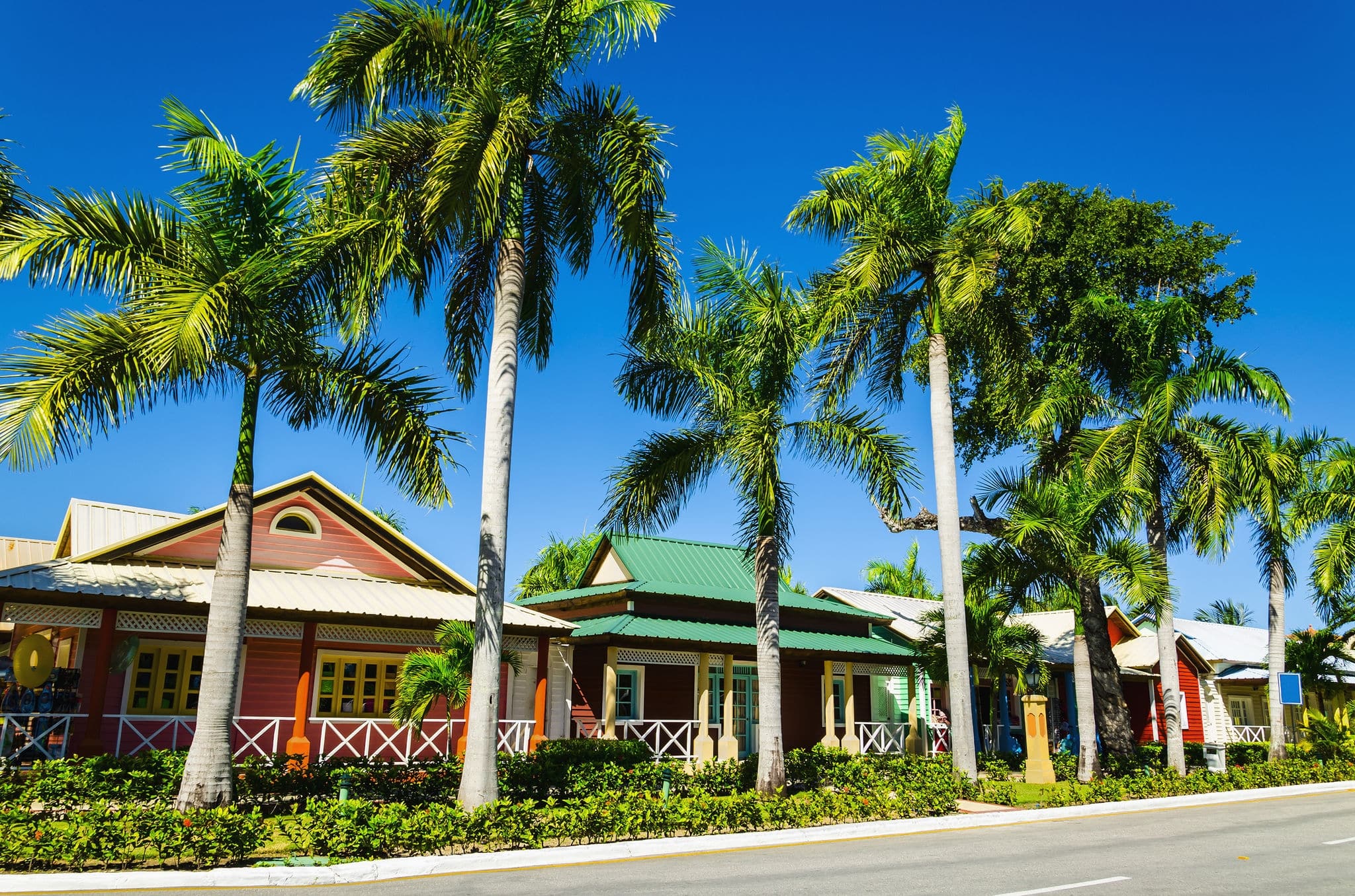 Wooden colored houses very popular in the Caribbean Islands, ideal for holidays 