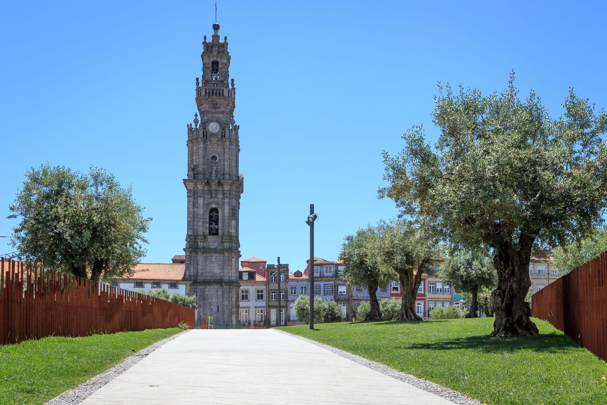 Clerigos Church Baroque Bell Tower, a Famous City Landmark, in Porto, Portugal