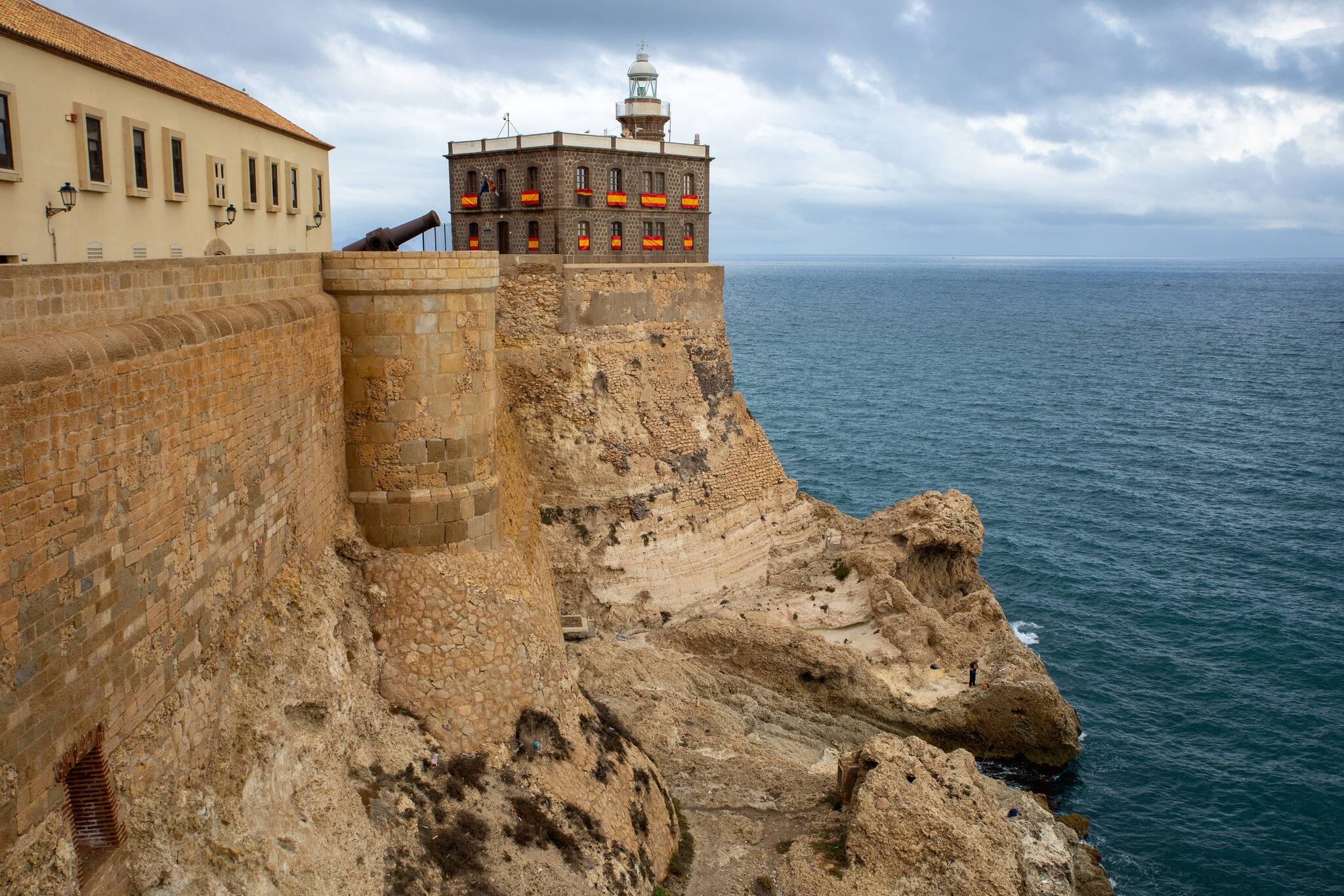 Melilla Lighthouse and Fortress. Traditional Architecture in Old Melilla, Melilla City located in Africa, Spain.