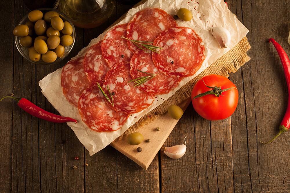 Chorizo and olive tapas Chorizo and olive tapas