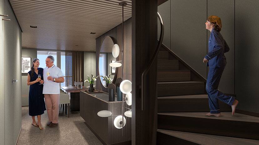 Dúplex de 3 habitaciones y camarote con balcón grande