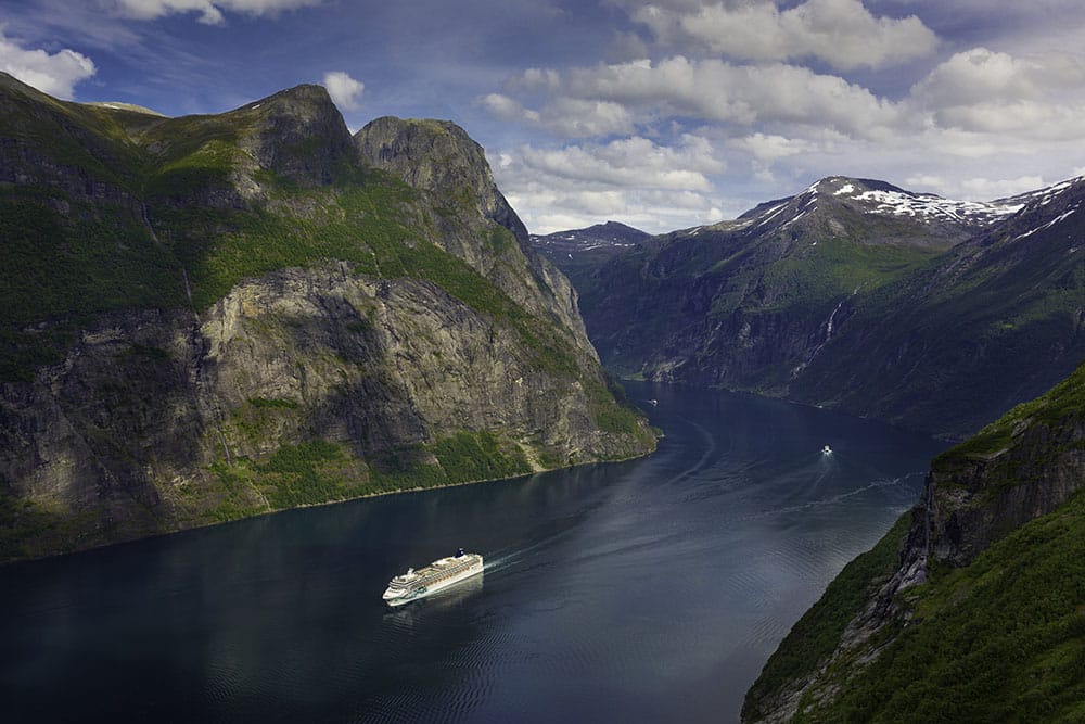 Norwegian Jade Sails Through Norwegian Fjords
