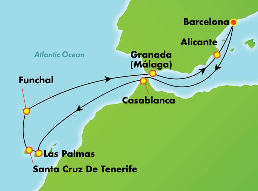 10 dias, de Barcelona para Ilhas Canárias, Espanha & Marrocos