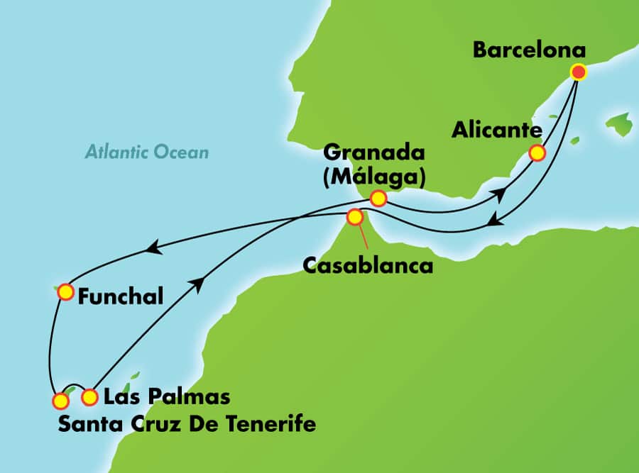 10 dias, de Barcelona para Ilhas Canárias e Marrocos