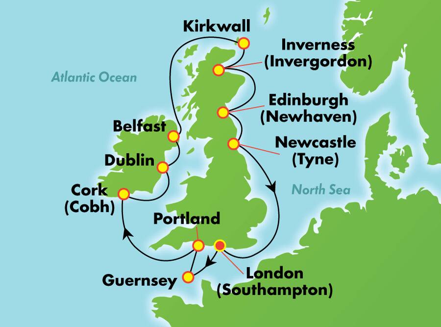 12 Tage Britische Inseln ab London (Southampton) 12 Tage Britische Inseln ab London (Southampton)