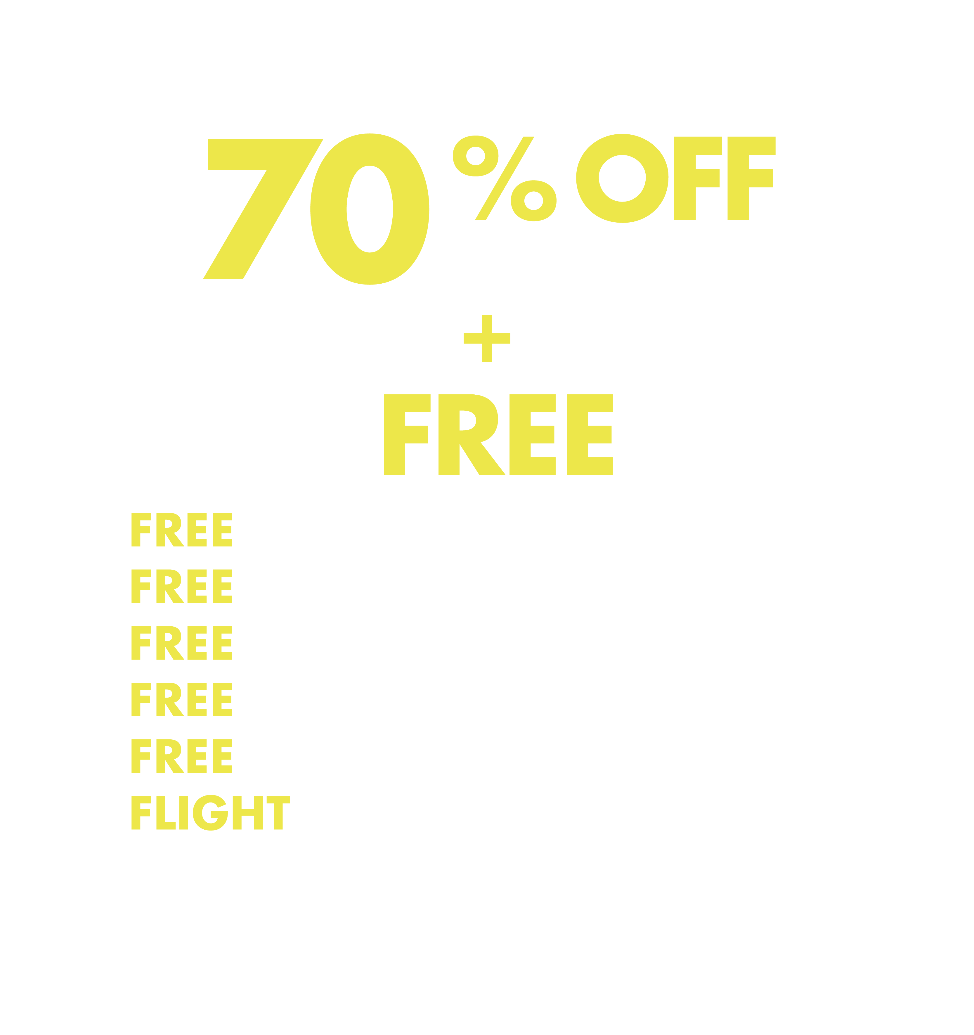 70% OFF 2ND GUEST + FAS/PICK 5 + AIR