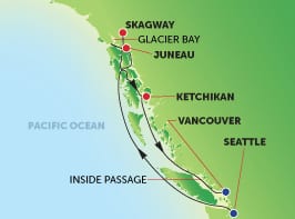 Norwegian Pearl Alaska route map