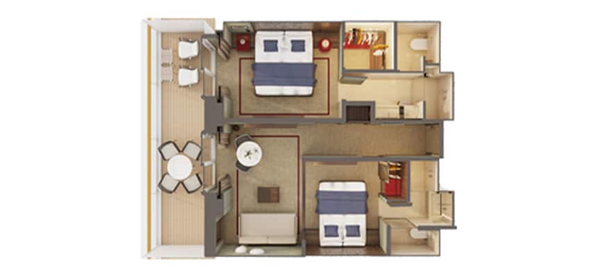 The Haven Familien-Villa mit 2 Schlafzimmern und großem Balkon – Grundriss