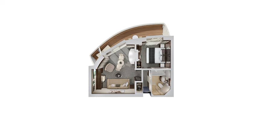 Aft-Facing Penthouse with Master Bedroom & Large Balcony floor plan