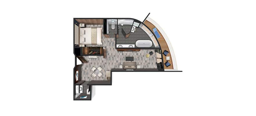 Aft-Facing Owner's Suite with Master Bedroom & Balcony floor plan