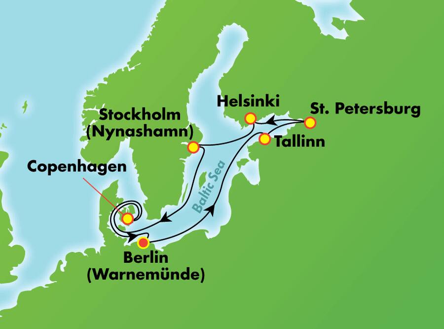 9-Day Scandinavia, Russia & Baltic from Warnemunde 9-Day Scandinavia, Russia & Baltic from Warnemunde