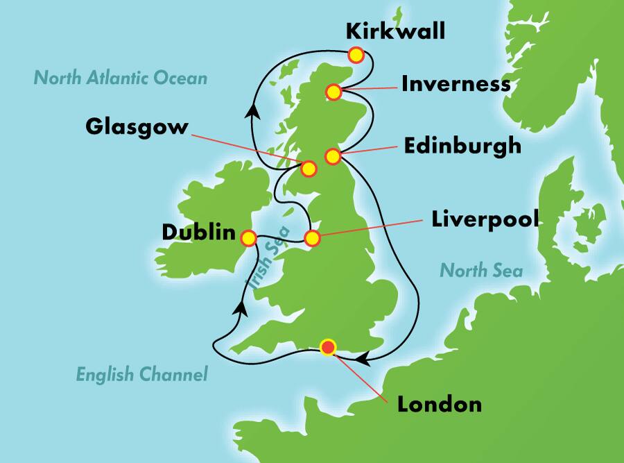 Îles britanniques aller-retour au départ de Londres : Angleterre, Irlande et Écosse, 9 jours Îles britanniques aller-retour au départ de Londres : Angleterre, Irlande et Écosse, 9 jours