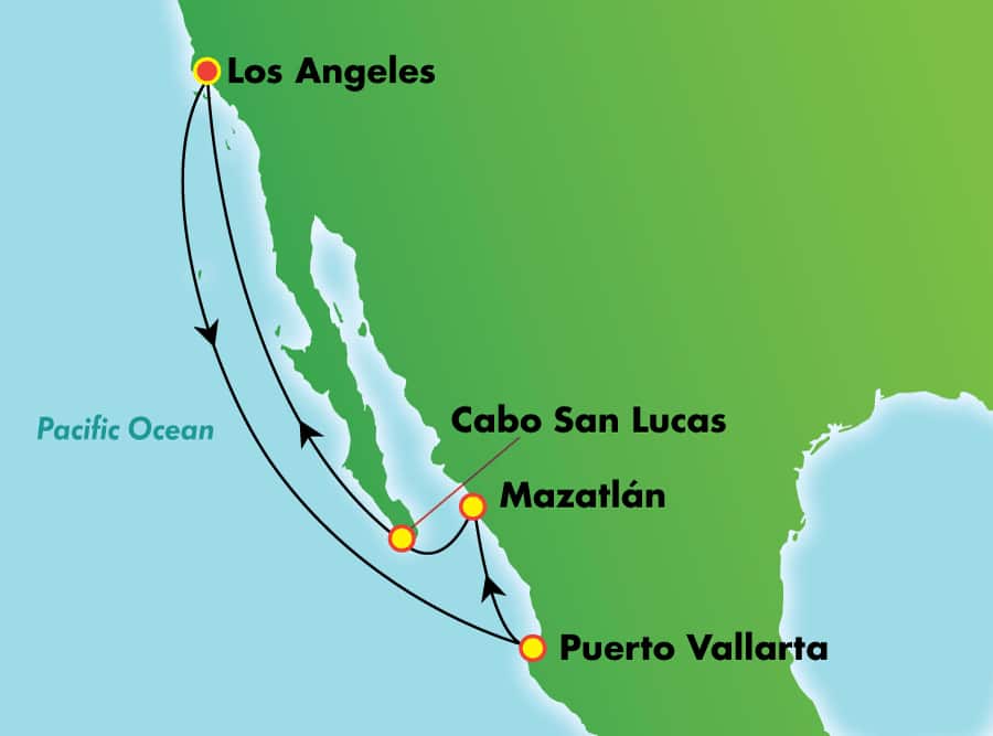 7Day Mexican Riviera Roundtrip Los Angeles Cabo & Puerto Vallarta