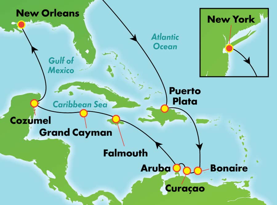 Sud des Caraïbes au départ de New York, 13 jours Sud des Caraïbes au départ de New York, 13 jours