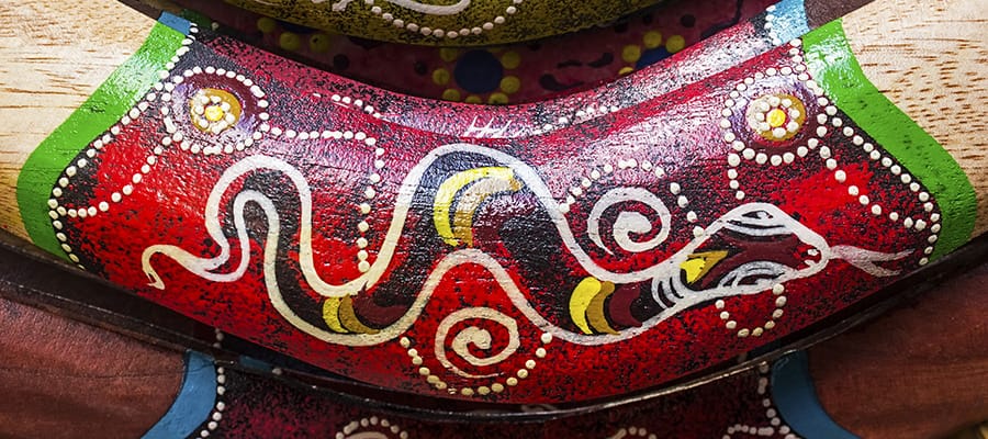 Decorated boomerangs on a Cruise to Cairns
