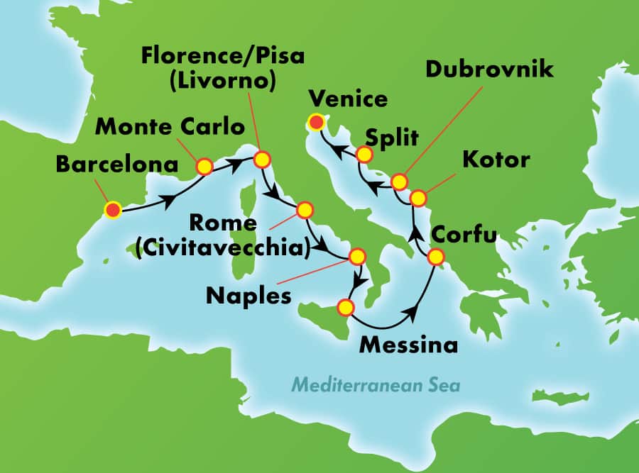 11 dias, Mediterrâneo encantador: de Barcelona para Veneza 11 dias, Mediterrâneo encantador: de Barcelona para Veneza