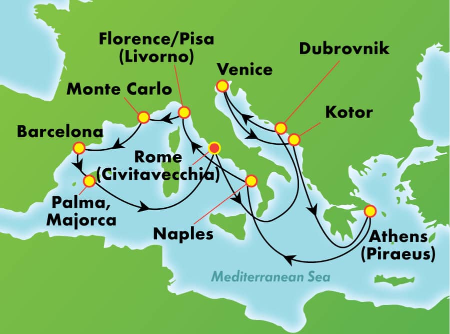 15Day Holiday Celebration Italy, Greece and Spain Norwegian Cruise Line