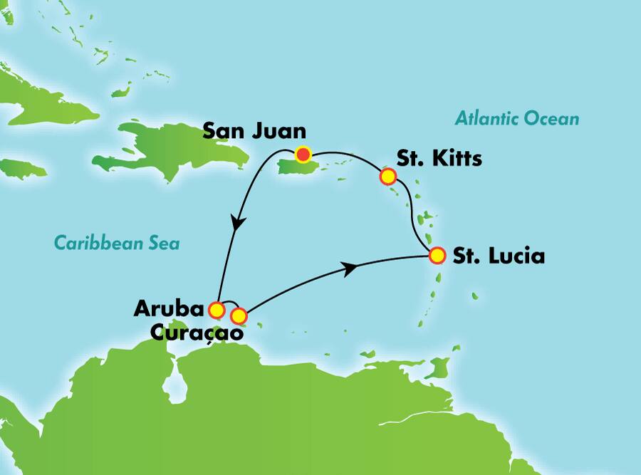 Caraïbes du Sud au départ de San Juan, 7 jours Caraïbes du Sud au départ de San Juan, 7 jours