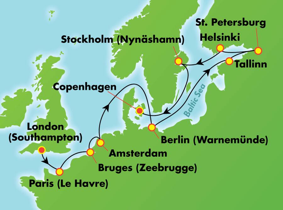 14-Day Scandinavia, Russia & Baltic from Southampton (London) 14-Day Scandinavia, Russia & Baltic from Southampton (London)
