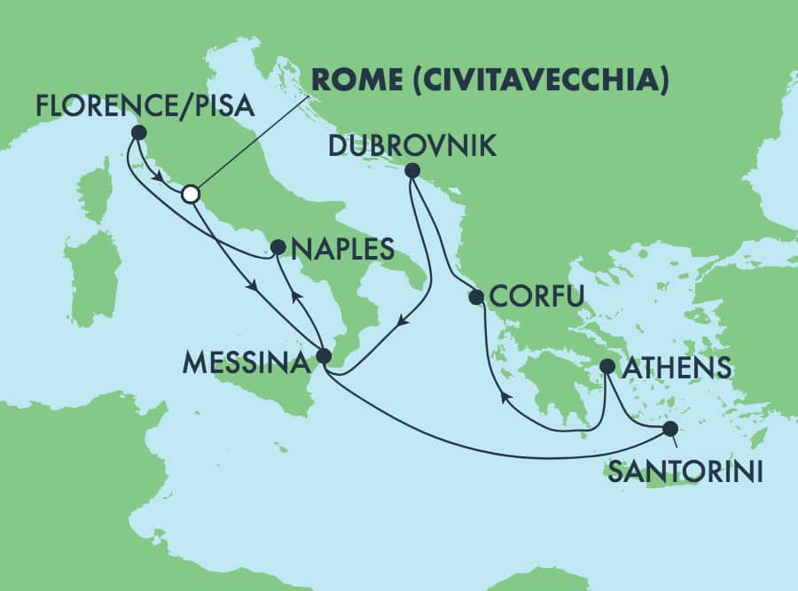9-Day Greek Isles Round-trip Rome: Santorini, Athens & Florence