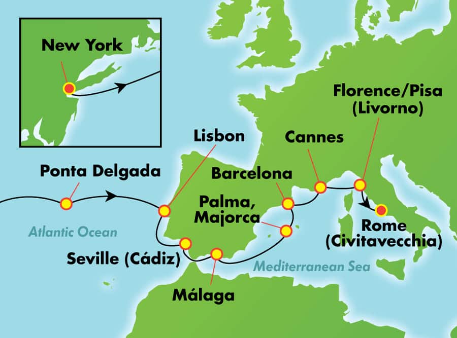 transatlantic cruise route