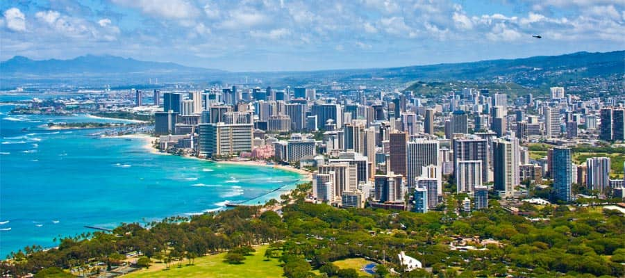 Lindo horizonte no seu cruzeiro em Honolulu