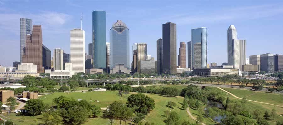 Houston skyline and Memorial Park on your Houston cruise