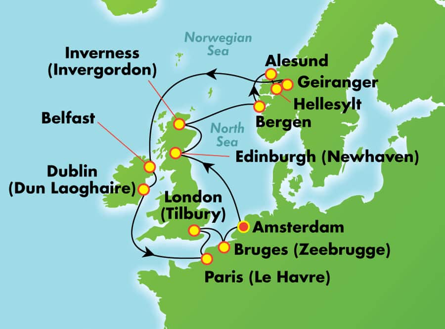 14Day British Isles, Norway & Ireland from Amsterdam Norwegian