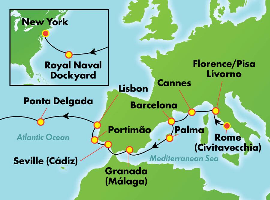 18 Tage Transatlantik ab Rom (Civitavecchia) 18 Tage Transatlantik ab Rom (Civitavecchia)