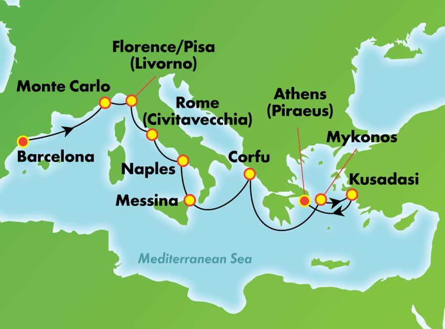 cruises from barcelona to greece