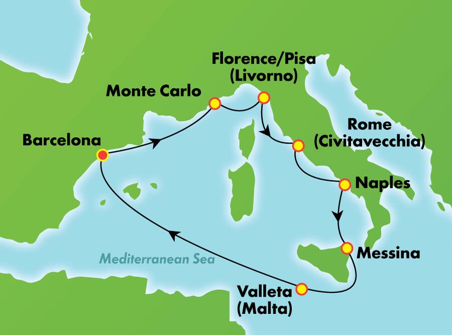 Méditerranée occidentale au départ de Barcelone, 8 jours Méditerranée occidentale au départ de Barcelone, 8 jours